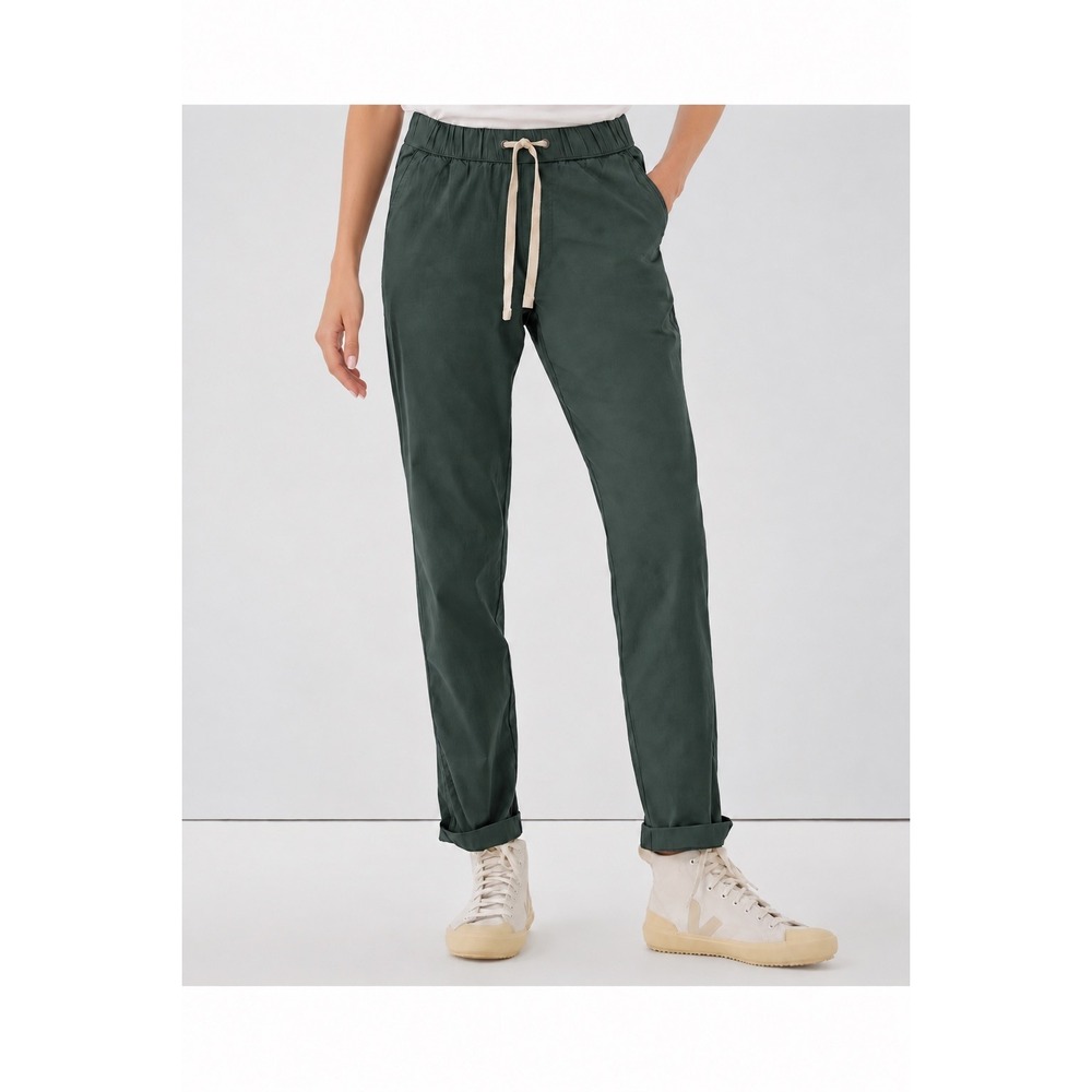 Pact Daily Twill Pants M Green Organic Cotton Drawstring Straight Leg